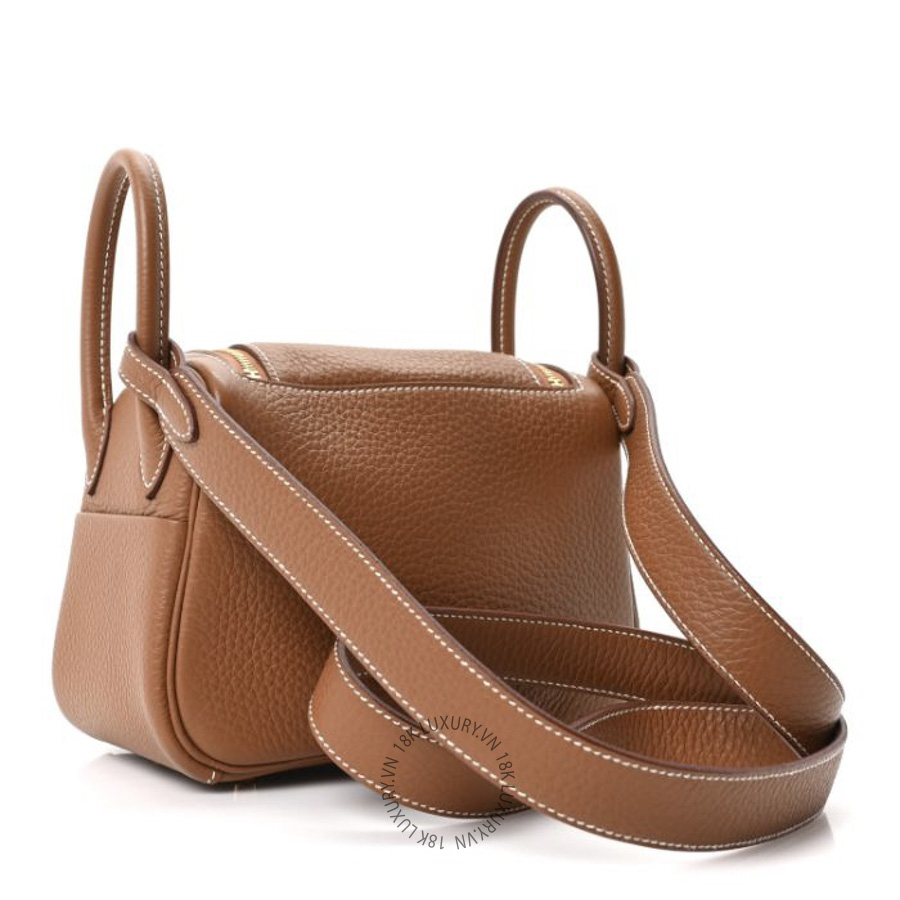 Túi Đeo Chéo Hermes Taurillon Clemence Mini Lindy 20 Gold TMH016