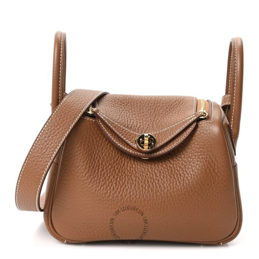 Túi Đeo Chéo Hermes Taurillon Clemence Mini Lindy 20 Gold TMH016