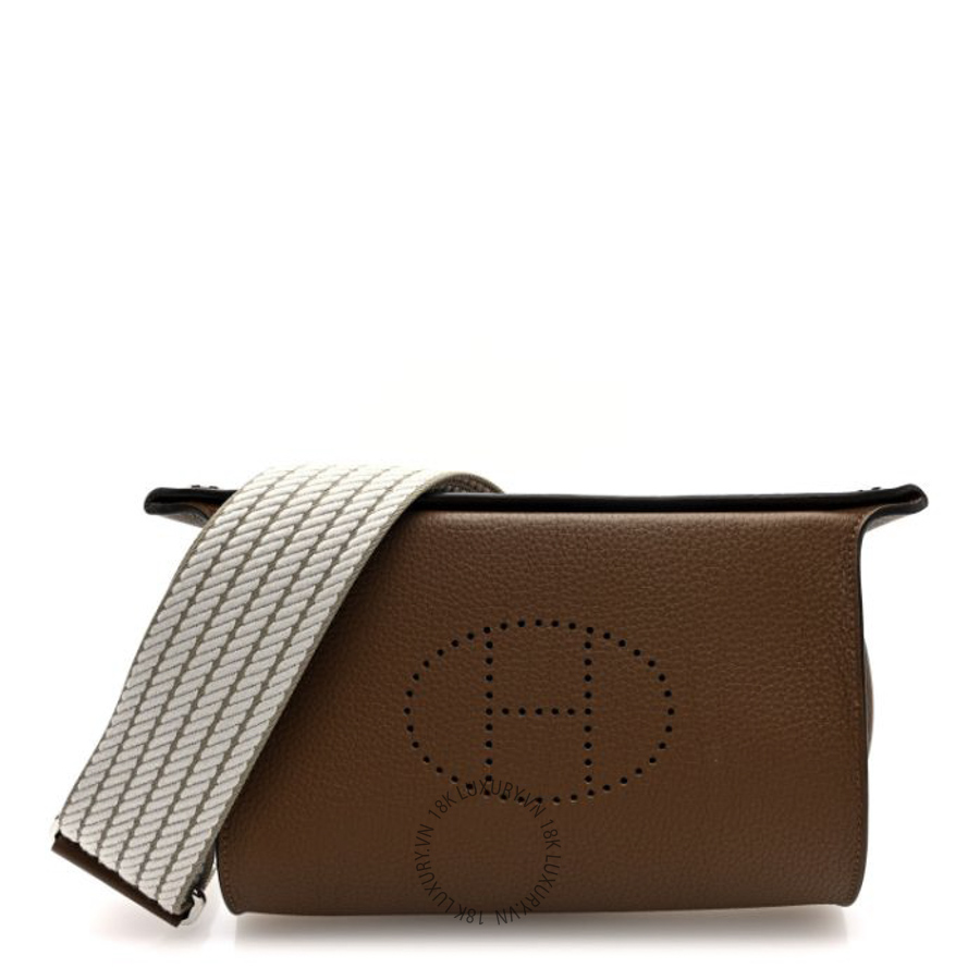 Túi Đeo Chéo Hermes Togo Sangle Cordage Videpoches Alezan Beige Marfa Gris Pale TMH088