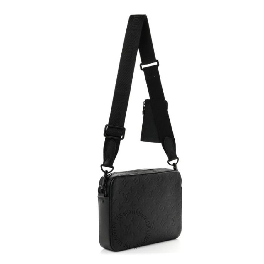 Túi đeo chéo Louis Vuitton Calfskin Monogram Shadow Trio Messenger Black QWE732