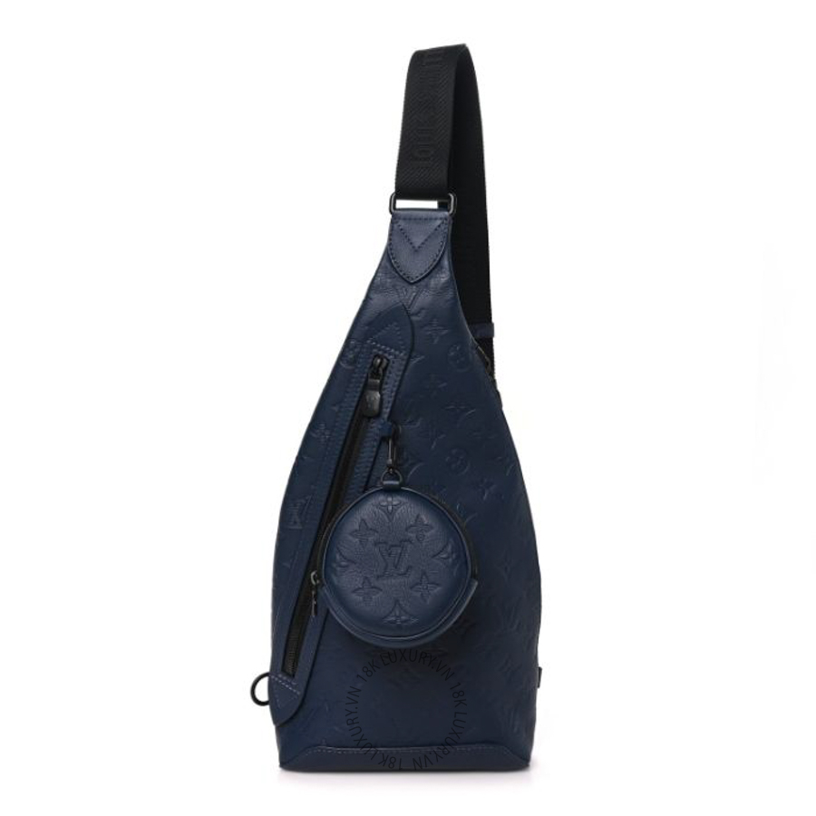 Túi Đeo Chéo Louis Vuitton Calfskin Shadow Monogram Duo Slingbag Navy QWE1738