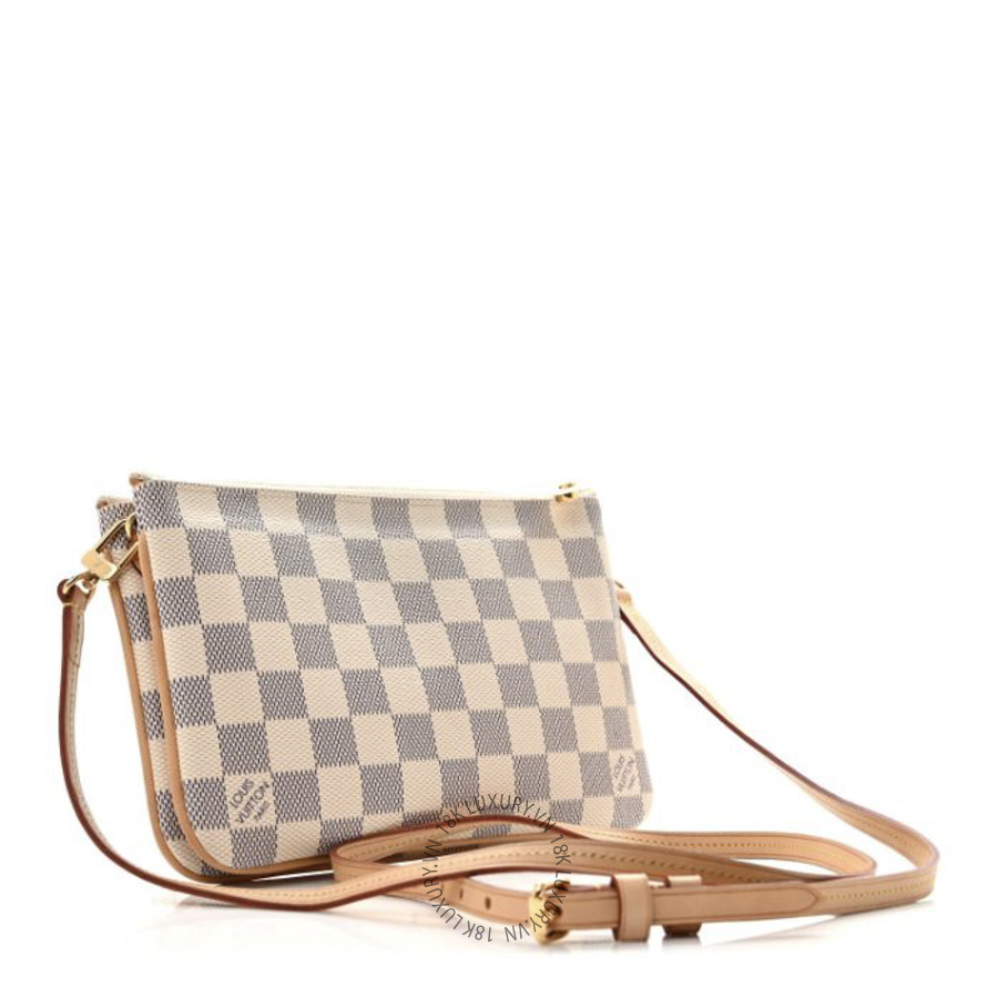 Túi Đeo Chéo Louis Vuitton Damier Azur Double Zip Pochette MNGR157