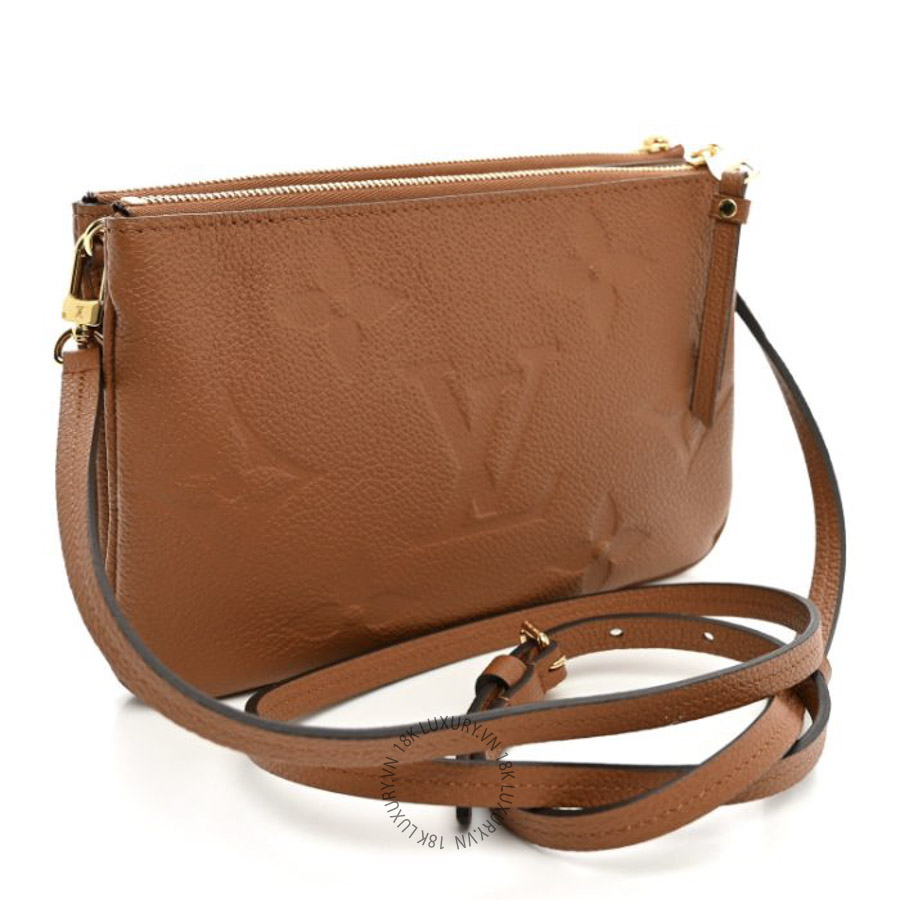 Túi Đeo Chéo Louis Vuitton Empreinte Monogram Giant Double Zip Pochette Caramel MNGR520