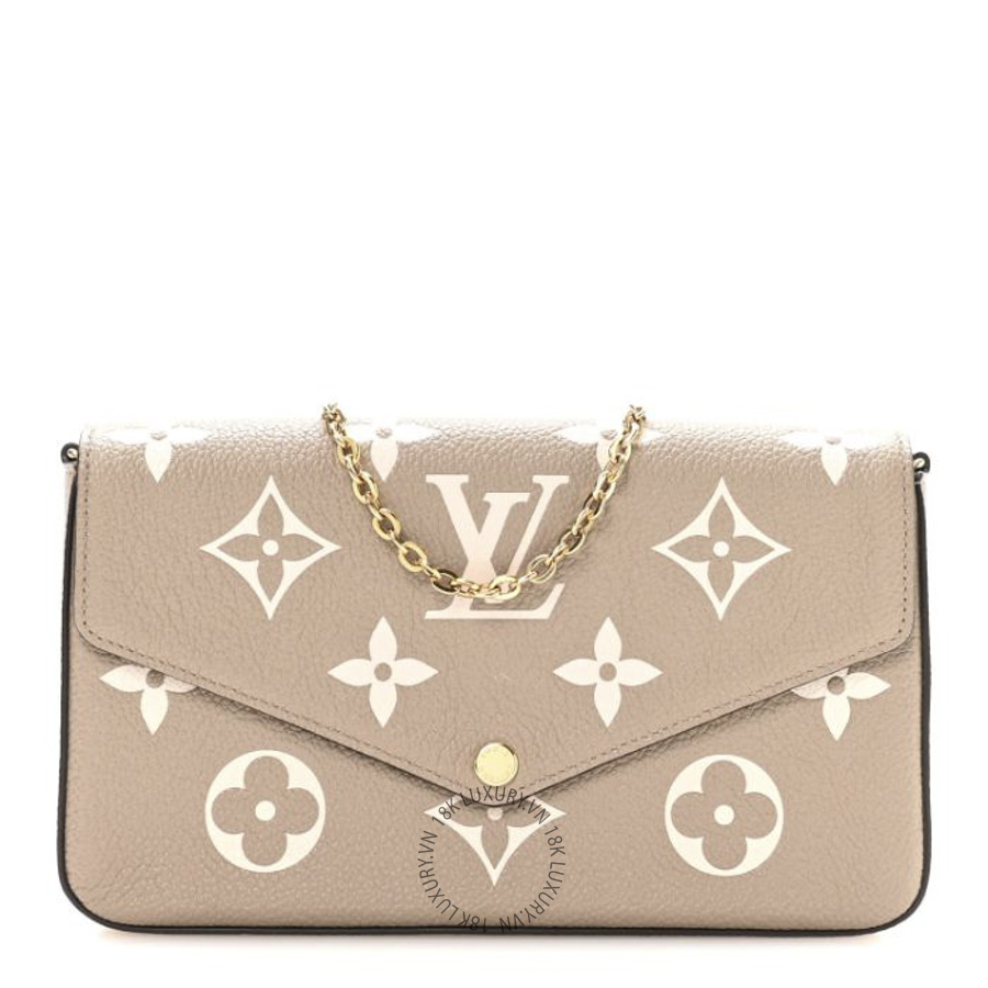 Túi Đeo Chéo Louis Vuitton Empreinte Monogram Giant Felicie Pochette Tourterelle Creme NSBD777