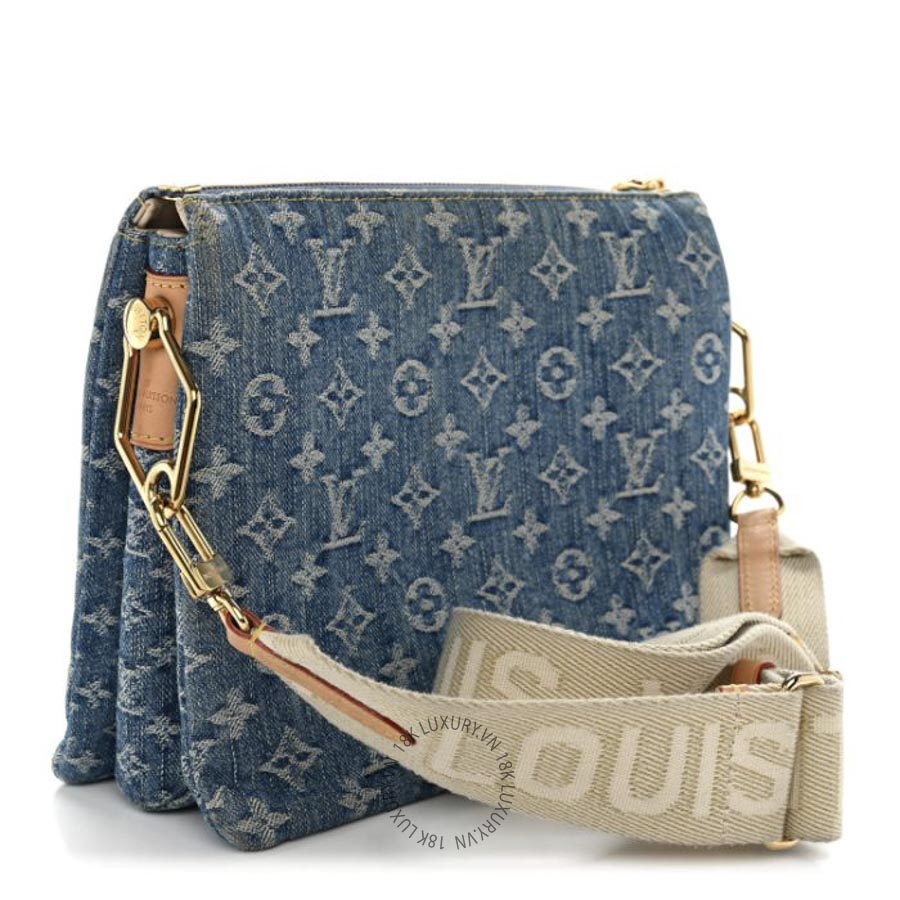 Túi Đeo Chéo Louis Vuitton Monogram Denim Coussin PM Blue NSBD262