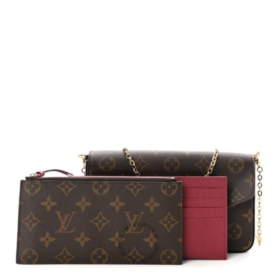Túi Đeo Chéo Louis Vuitton Monogram Pochette Felicie Chain Wallet Fuchsia MNGR577
