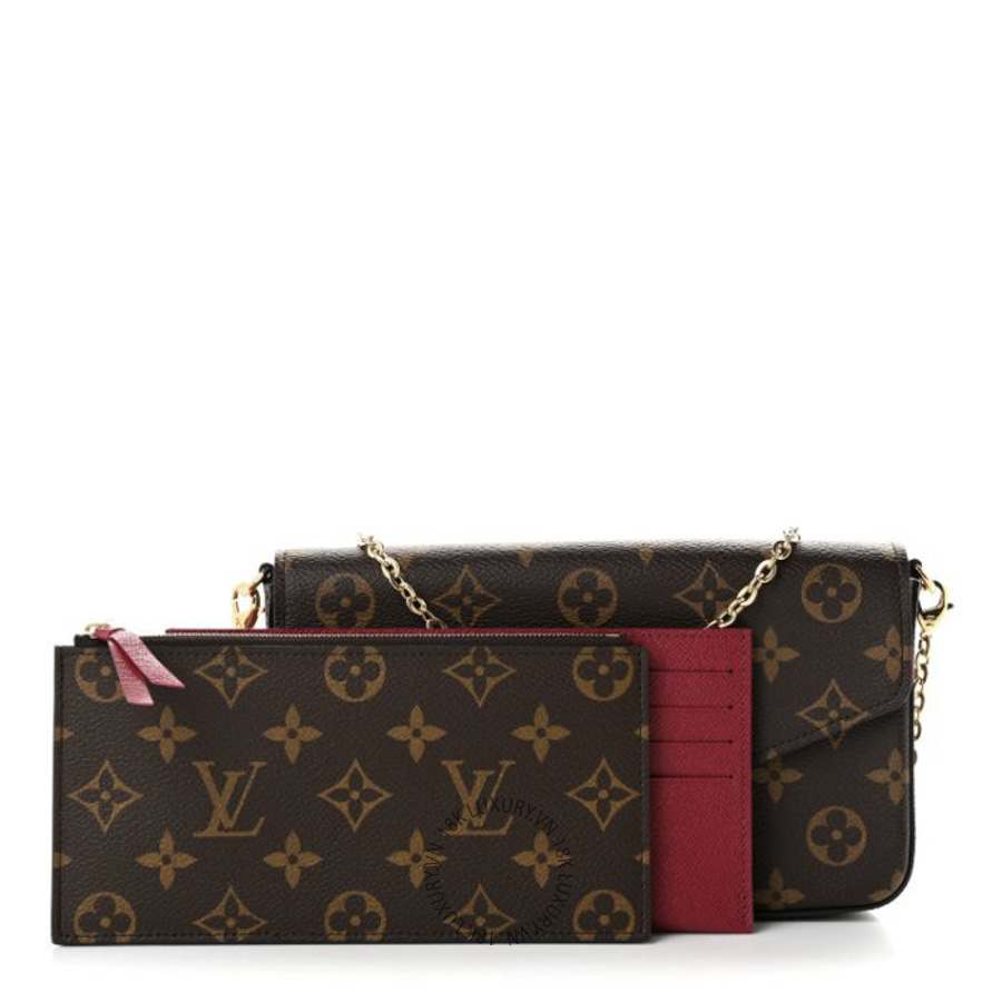 Túi Đeo Chéo Louis Vuitton Monogram Pochette Felicie Chain Wallet Fuchsia NSBD753