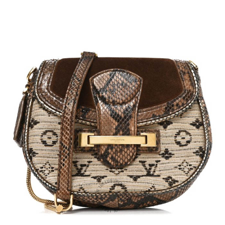 Túi Đeo Chéo Louis Vuitton Snakeskin Suede Monogram Empire Ponant Marron MNGR390