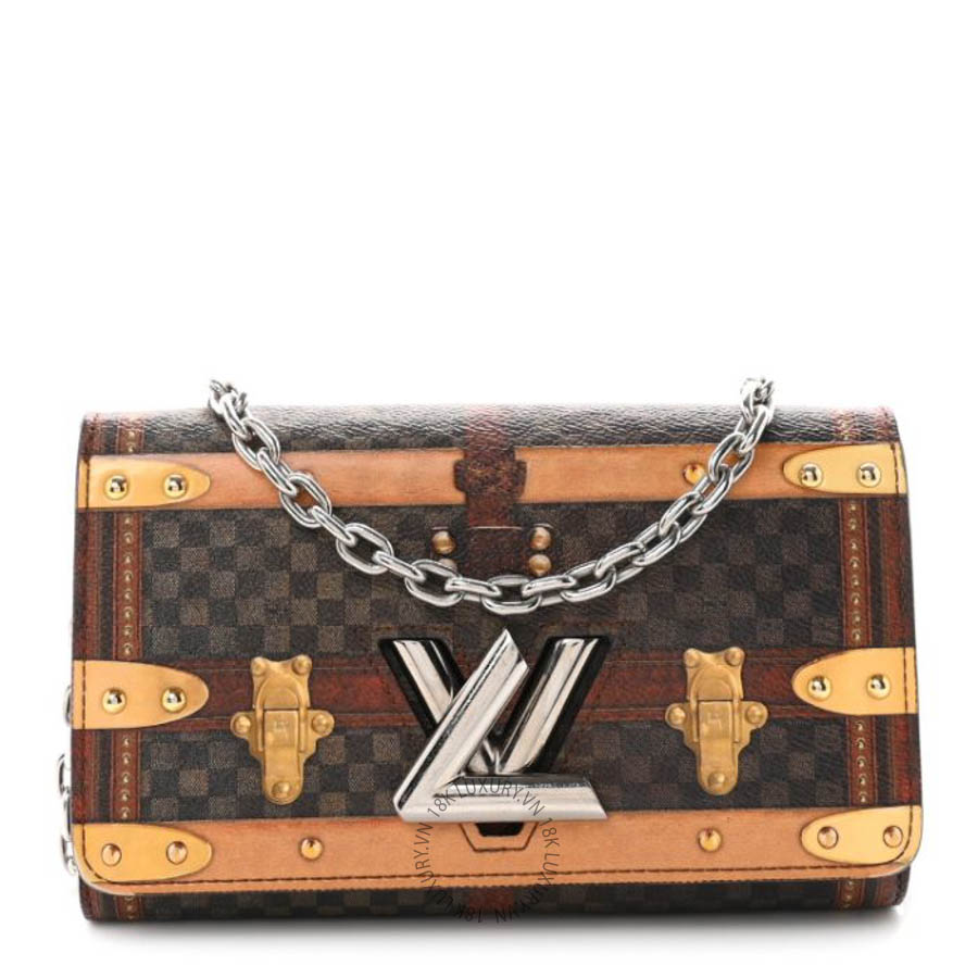 Túi đeo chéo Louis Vuitton Transformed Damier Ebene Time Trunk Twist Chain Wallet FPNG463