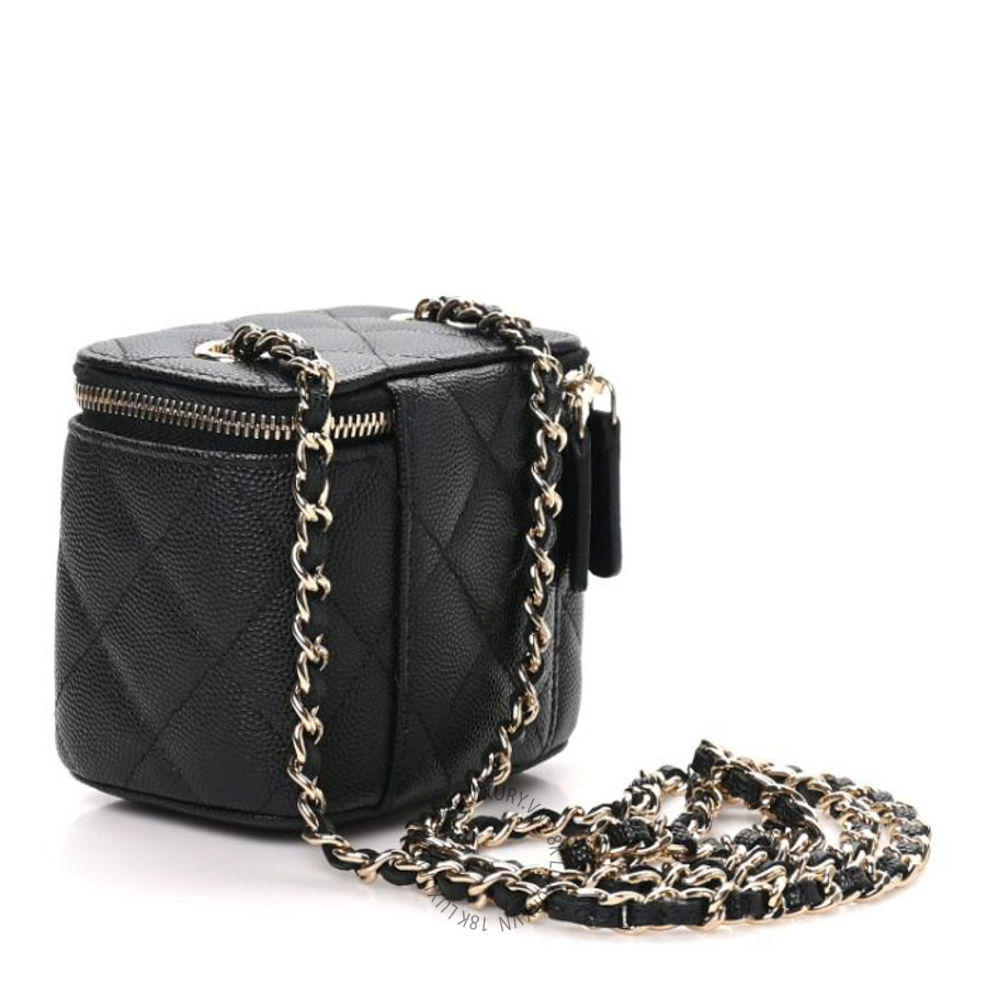 Túi đeo chéo mini Chanel Caviar Quilted Mini Vanity Case With Chain Black FPTC862