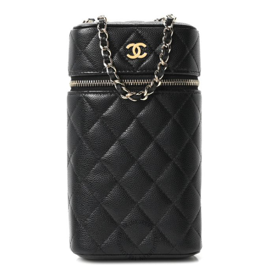 Túi đeo chéo mini Chanel Caviar Quilted Phone Holder With Chain Black FPTC997