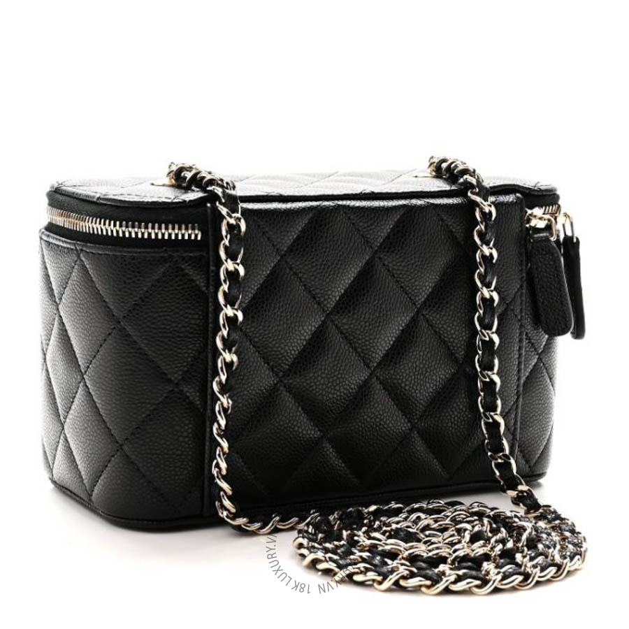 Túi Đeo Chéo Mini Chanel Caviar Quilted Small Vanity Case With Chain Black Black CVB983