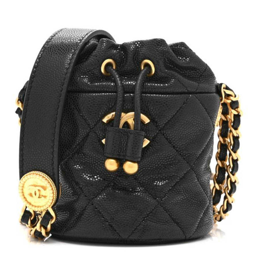 Túi Đeo Chéo Mini Chanel Caviar Quilted Twist Your Buttons Mini Bucket Bag Black CVB1141