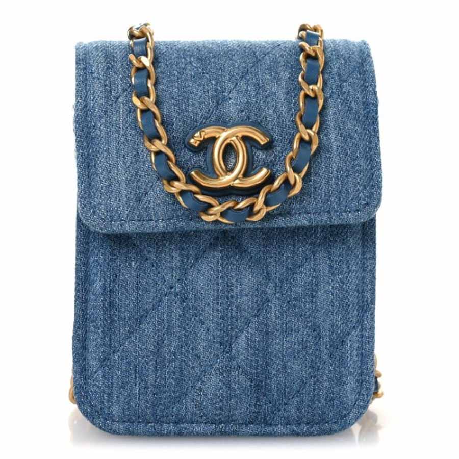 Túi Đeo Chéo Mini Chanel Denim Quilted Flap Mini Crossbody Blue CVB1139