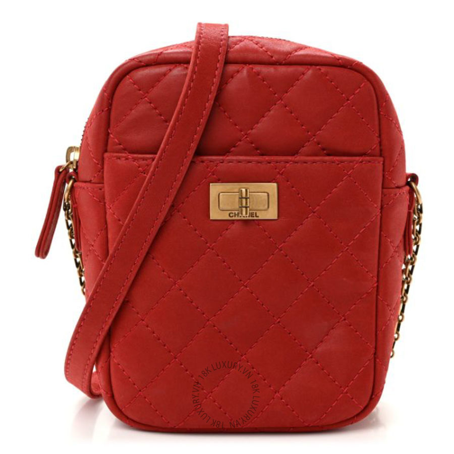 Túi Đeo Chéo Mini Chanel Iridescent Calfskin Quilted Reissue Camera Case Red CVB1000