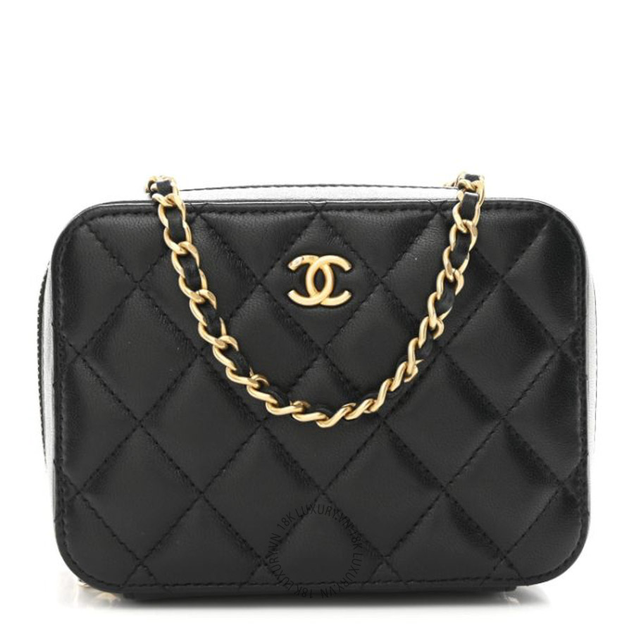 Túi Đeo Chéo Mini Chanel Lambskin Quilted CC Pearl Crush Camera Case Black CVB565