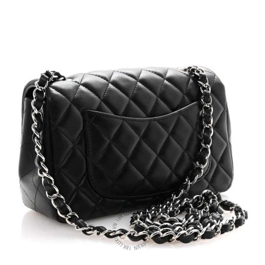 Túi đeo chéo mini Chanel Lambskin Quilted Mini Rectangular Flap Black FPTC249