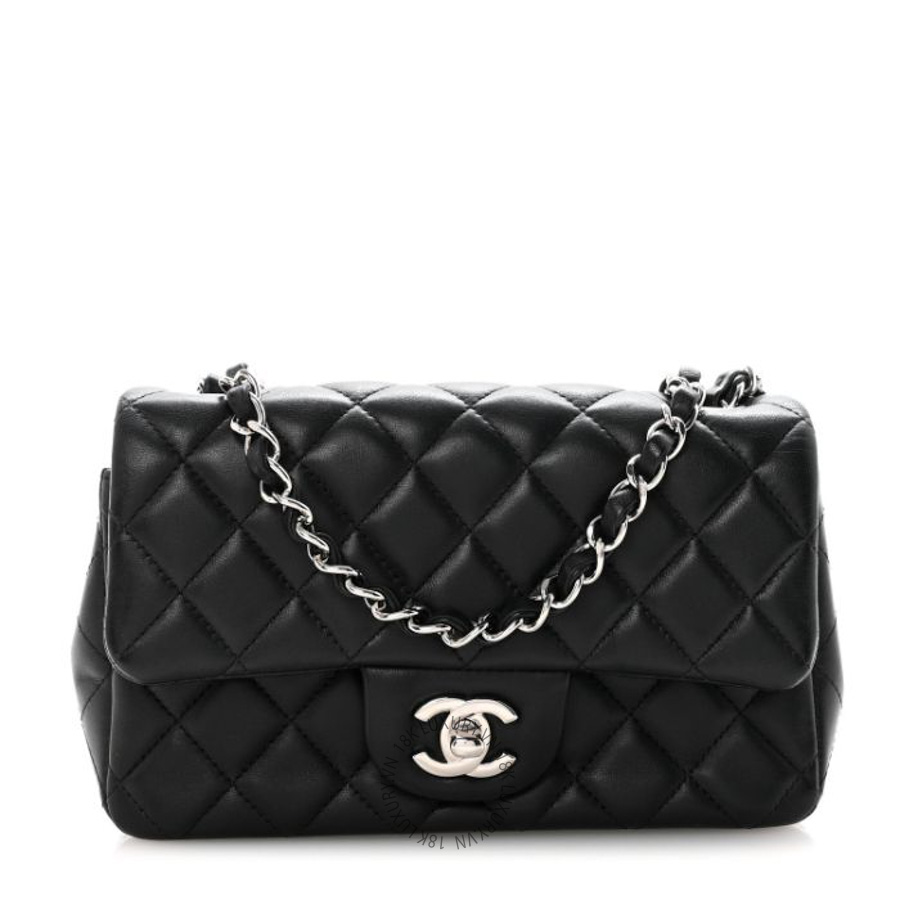 Túi đeo chéo mini Chanel Lambskin Quilted Mini Rectangular Flap Black FPTC249