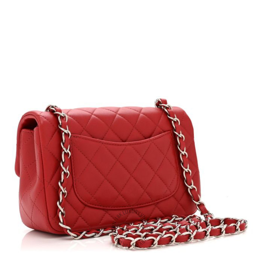 Túi đeo chéo mini Chanel Lambskin Quilted Mini Rectangular Flap Dark Red FPTC145
