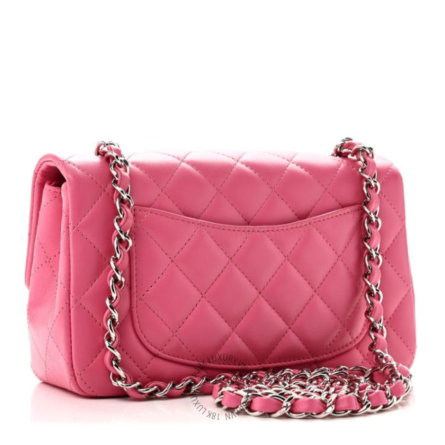 Túi đeo chéo mini Chanel Lambskin Quilted Mini Rectangular Flap Pink FPTC511