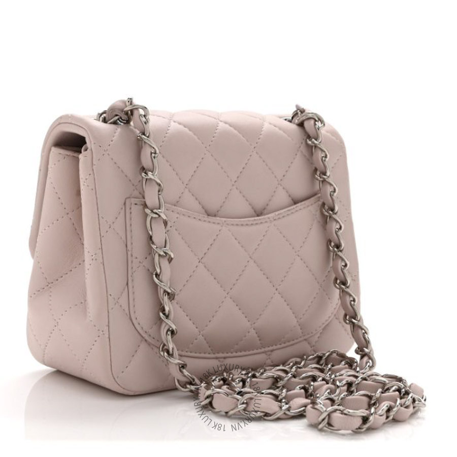 Túi đeo chéo mini Chanel Lambskin Quilted Mini Square Flap Light Pink FPTC177