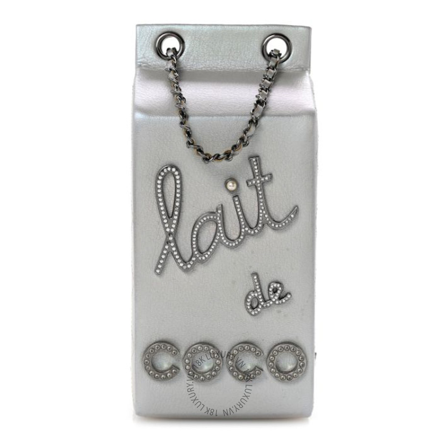Túi Đeo Chéo Mini Chanel Metallic Goatskin Lait de Coco Milk Carton Bag Silver CVB1017