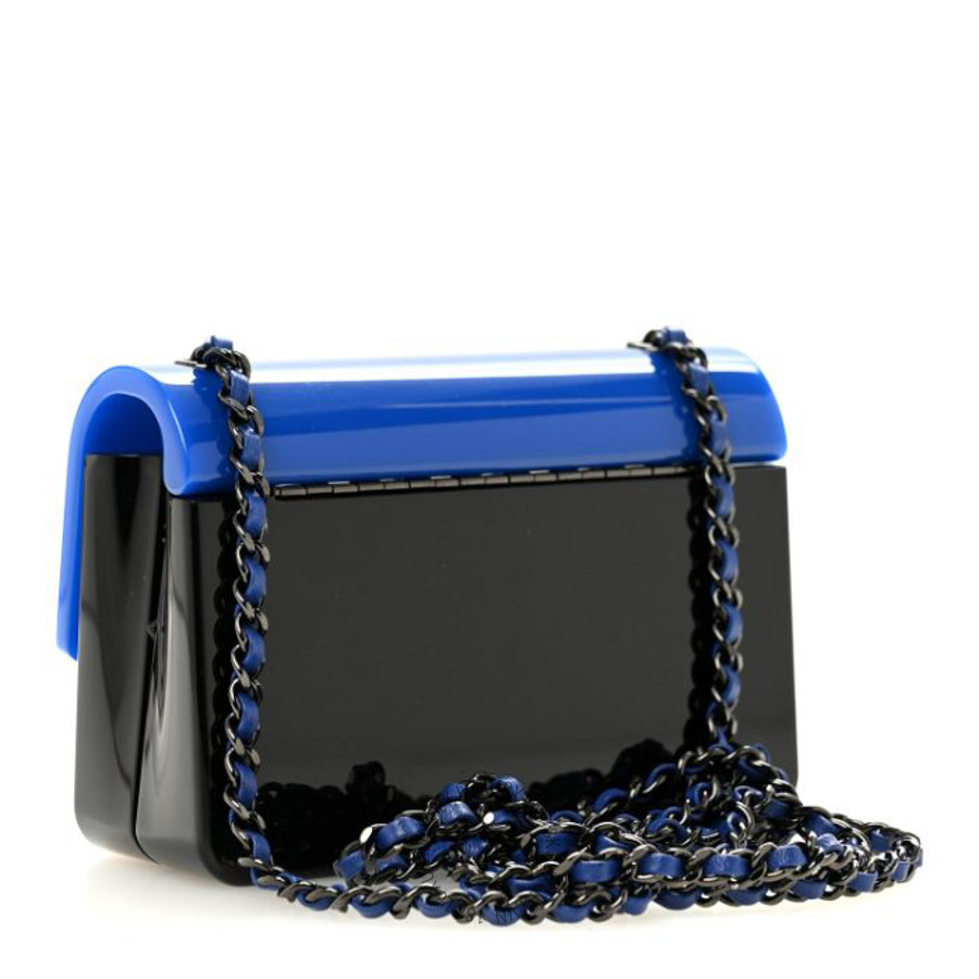Túi đeo chéo mini Chanel Plexiglass Plexi Coco Bag Black Blue FPTC013
