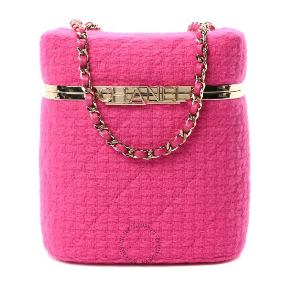 Túi Đeo Chéo Mini Chanel Tweed Quilted Small Vanity Case Fuchsia CVB1120