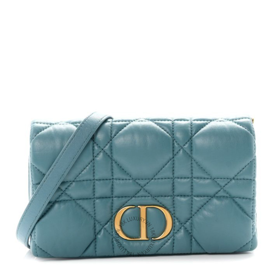 Túi đeo chéo mini Christian Dior Calfskin Macrocannage Mini Caro Bag Horizon Blue DIO251