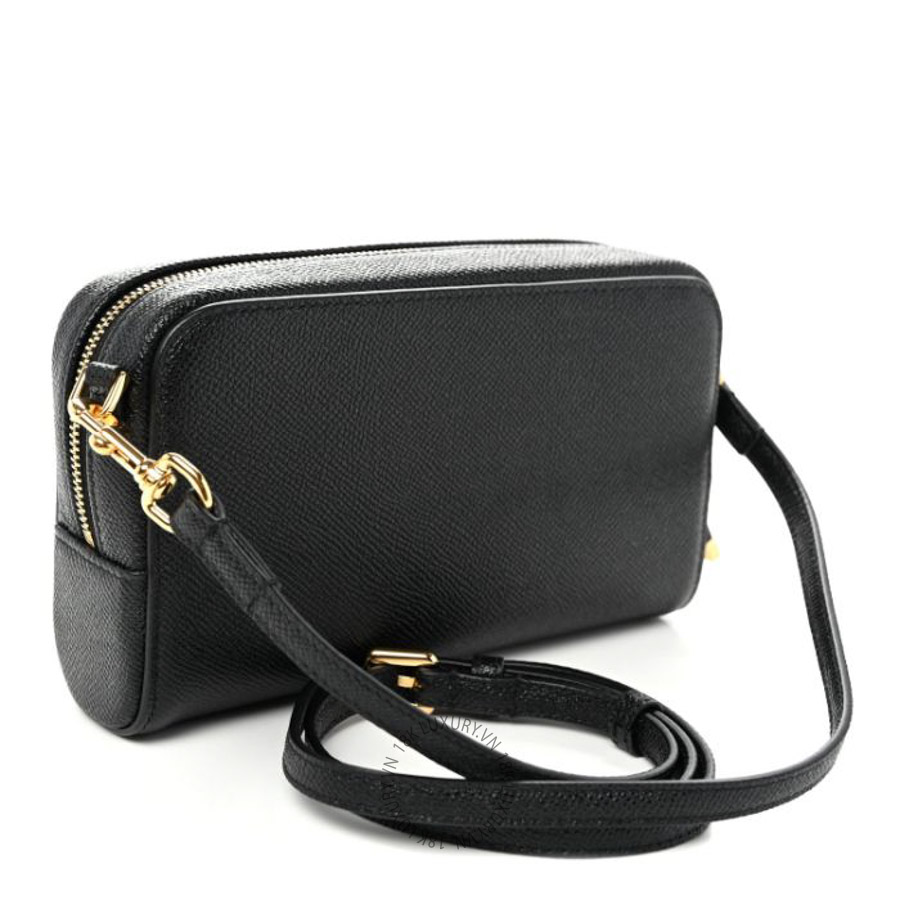 Túi đeo chéo mini Christian Dior Grained Calfskin Caro Double Pouch Black DIO149