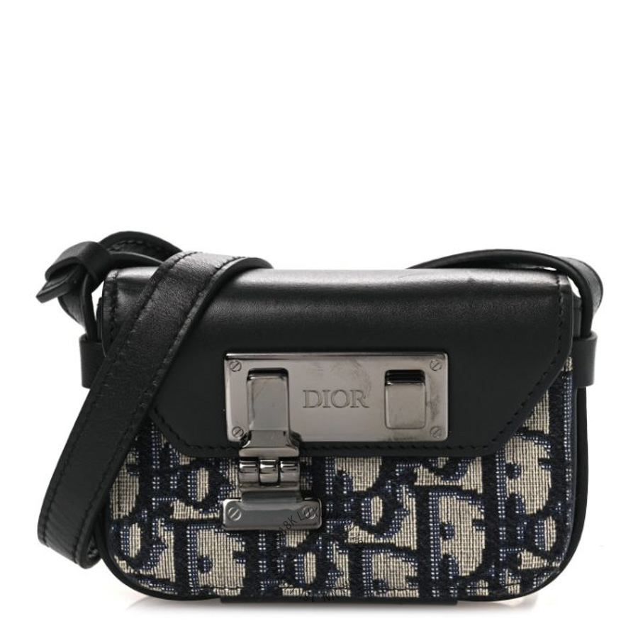 Túi Đeo Chéo Mini Christian Dior Oblique Smooth Calfskin Nano Pouch Beige Black SPSS179