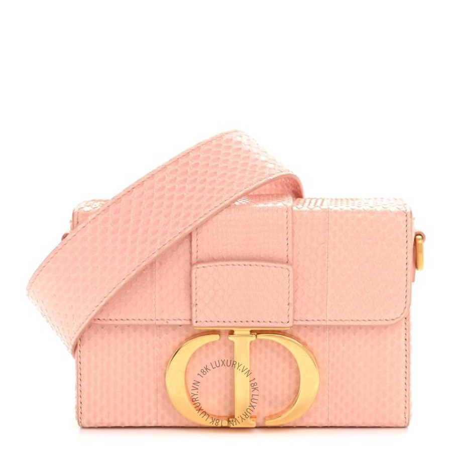 Túi đeo chéo mini Christian Dior Snakeskin 30 Montaigne Box Bag Rose Clair DIO231