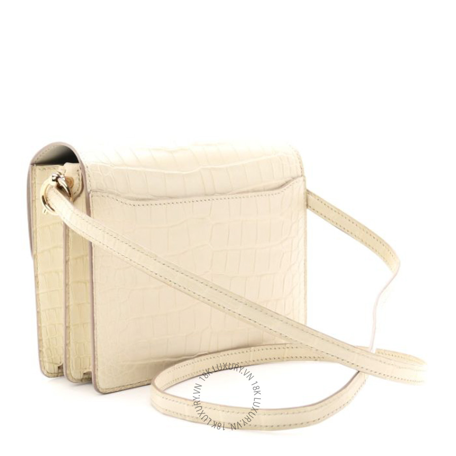 Túi đeo chéo mini Hermes Matte Alligator Mini Sac Roulis Ivory HMT336