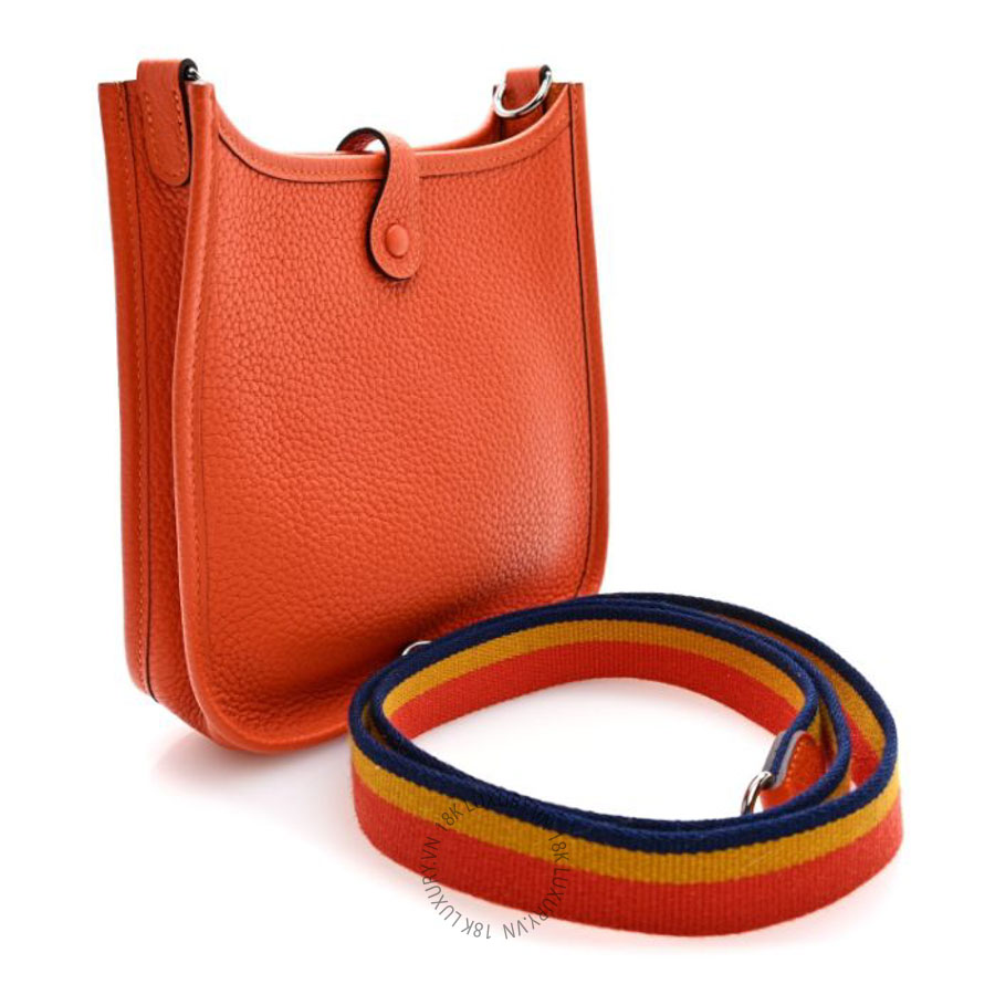 Túi đeo chéo mini Hermes Taurillon Clemence Amazone Evelyne TPM Feu HMT181
