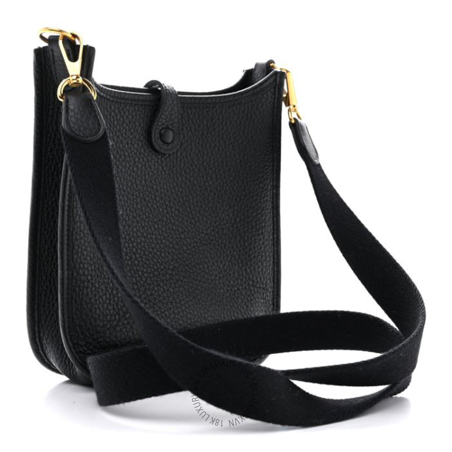 Túi đeo chéo mini Hermes Taurillon Clemence Evelyne TPM Black HMT281