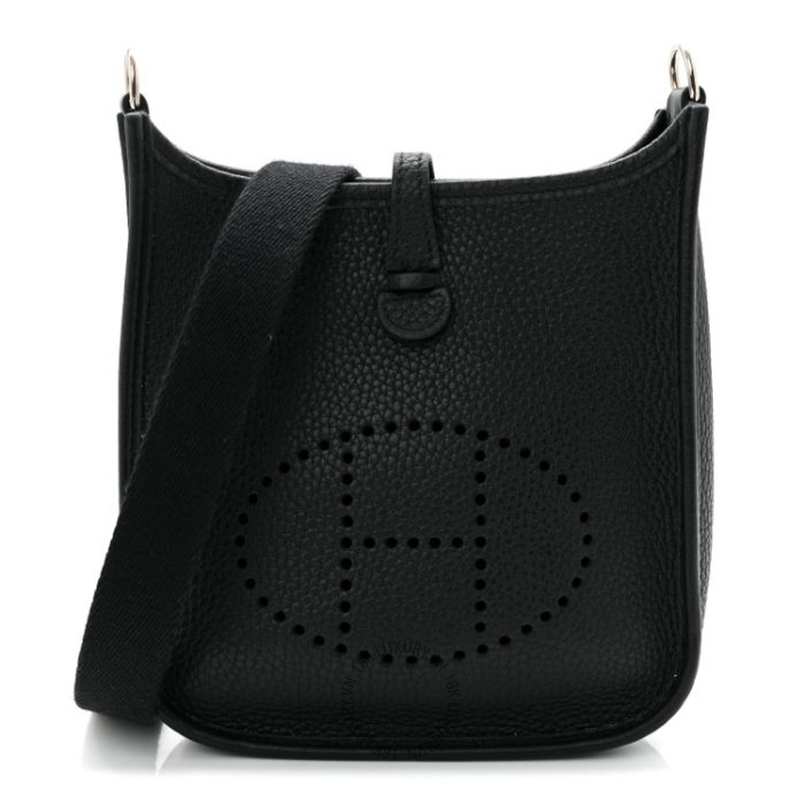 Túi đeo chéo mini Hermes Taurillon Clemence Evelyne TPM Black HMT302