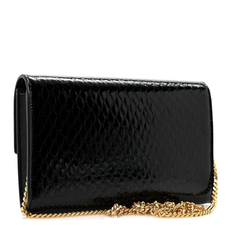 Túi Đeo Chéo Yves Saint Laurent Calfskin Python Embossed Monogram Uptown Chain Wallet Black ZZN360