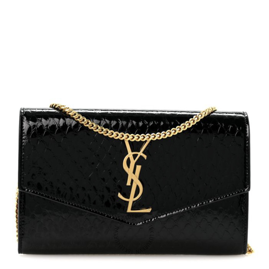 Túi Đeo Chéo Yves Saint Laurent Calfskin Python Embossed Monogram Uptown Chain Wallet Black ZZN360