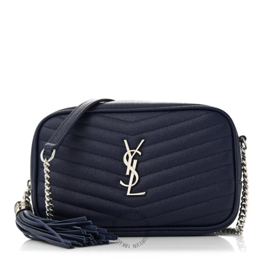 Túi Đeo Chéo Yves Saint Laurent Grain De Poudre Matelasse Monogram Mini Lou Camera Bag Azure Blue ZZN076