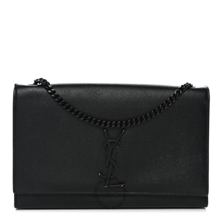 Túi Đeo Chéo Yves Saint Laurent Grain De Poudre Medium Classic Monogram Monochrome Kate Satchel Black ZZN1152