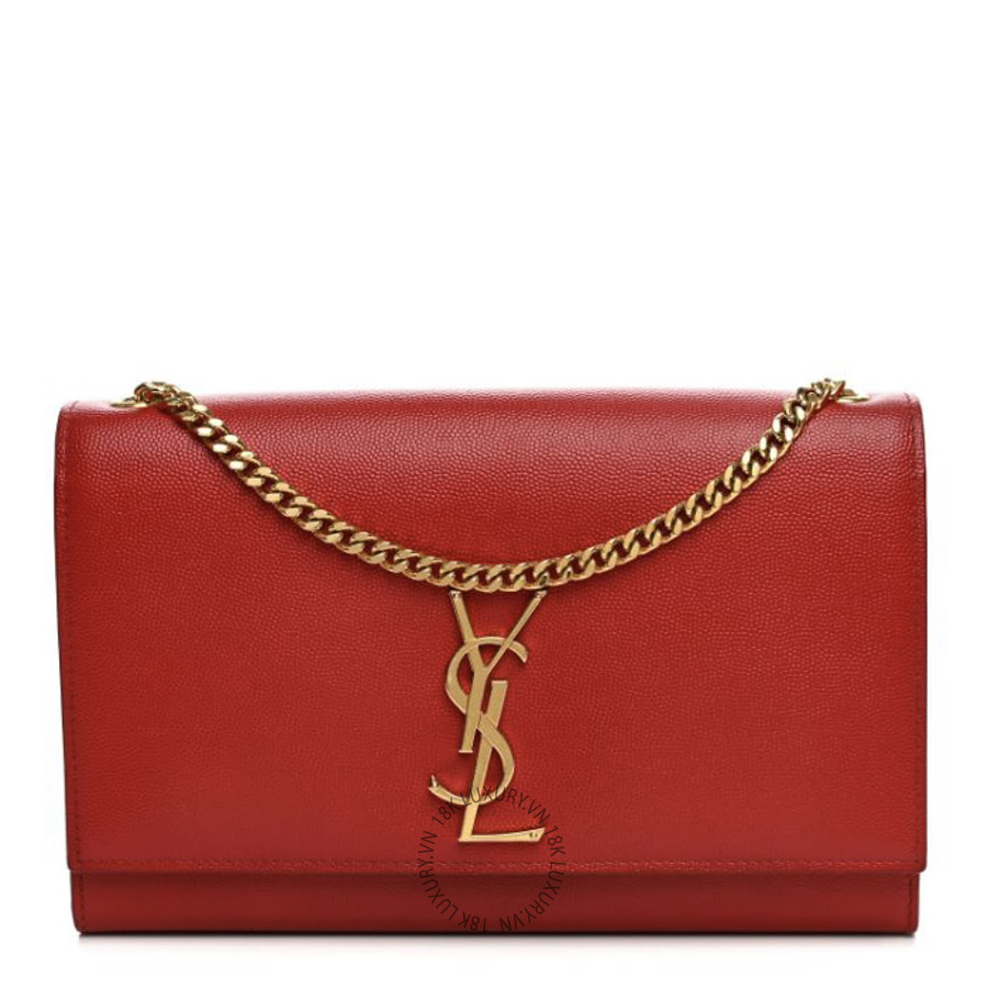 Túi Đeo Chéo Yves Saint Laurent Grain De Poudre Medium Monogram Kate Satchel Red ZZN728