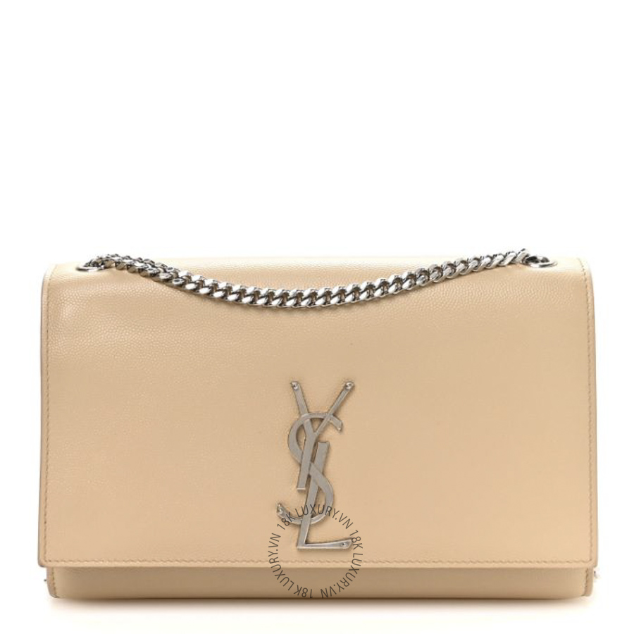 Túi Đeo Chéo Yves Saint Laurent Grain De Poudre Medium Monogram Kate Satchel Sable Beige ZZN698