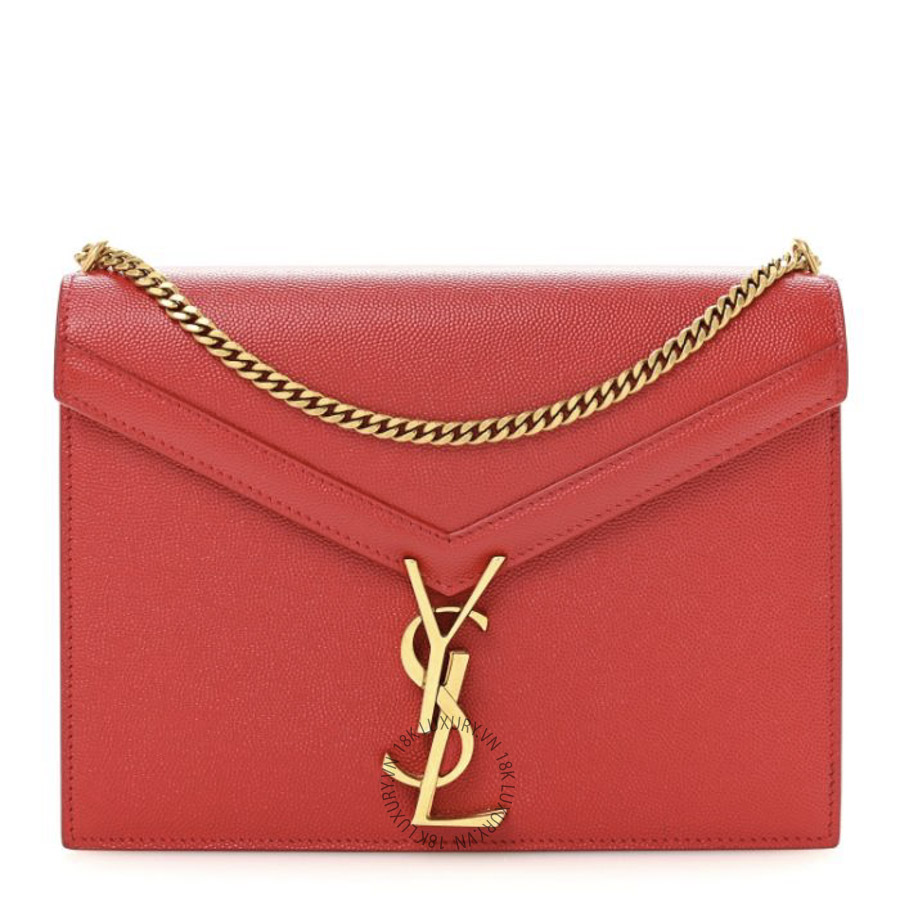 Túi Đeo Chéo Yves Saint Laurent Grain De Poudre Monogram Cassandra Clasp Bag Red ZZN729