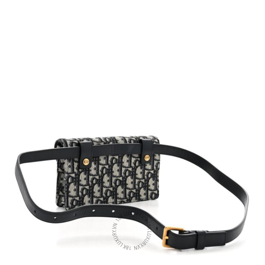 Túi đeo hông Christian Dior Oblique Saddle Belt Bag Blue DIO186