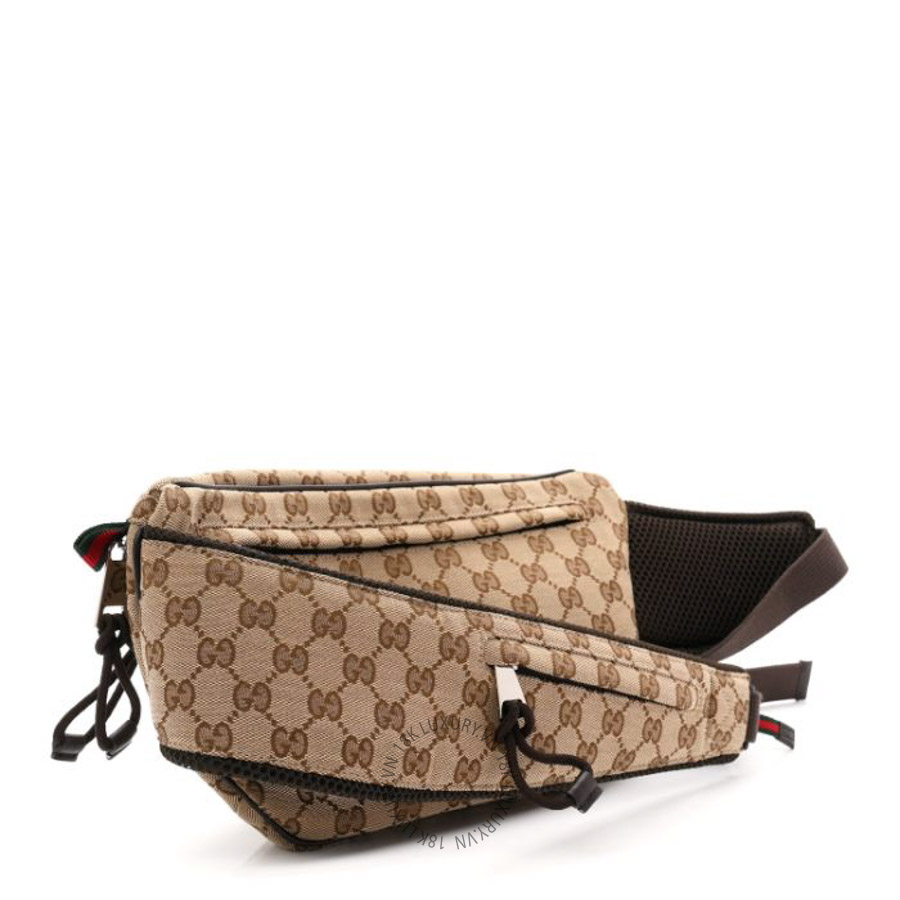 Túi đeo hông Gucci Monogram Large Belt Bag Beige Dark Brown GGC431