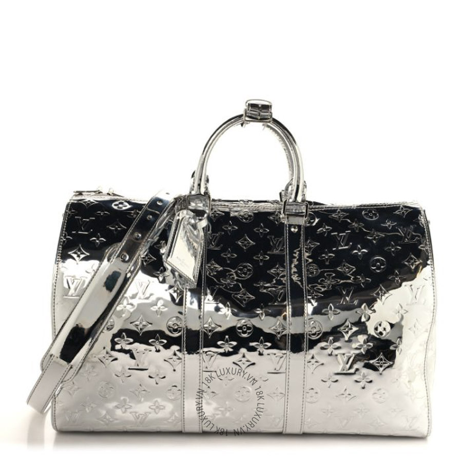 Túi Du Lịch Louis Vuitton Monogram Mirror Keepall Bandouliere 45 Silver NSBD726