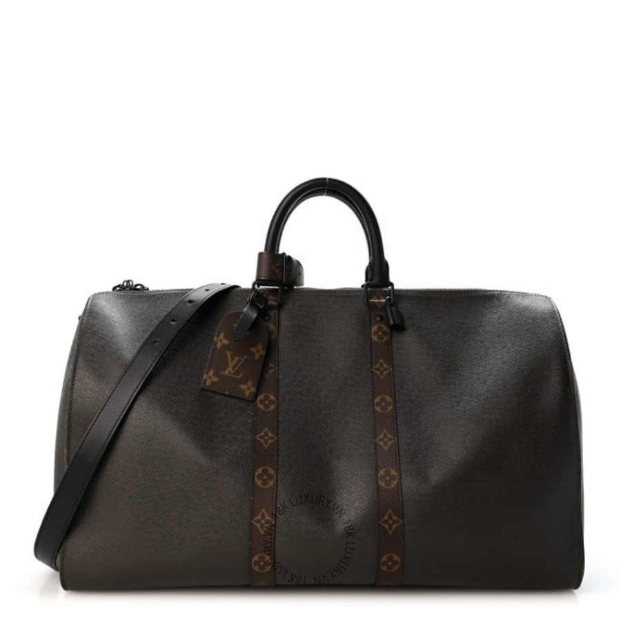 Túi Du Lịch Louis Vuitton Taiga Monogram Keepall Bandouliere 50 Khaki NSBD860
