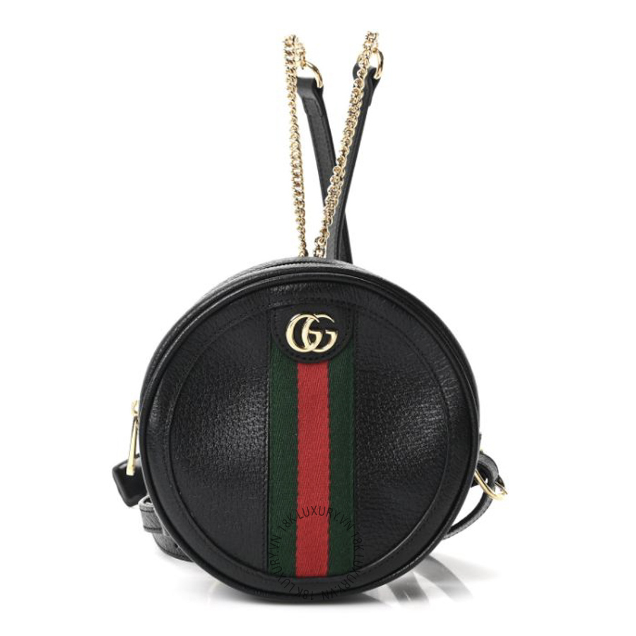 Túi Gucci Grained Calfskin Web Mini Ophidia Round Backpack Black GDCB632