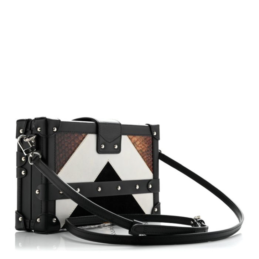 Túi Hộp Đeo Chéo Mini Louis Vuitton Calfskin Suede Snkeskin Petite Malle Black NSBD564