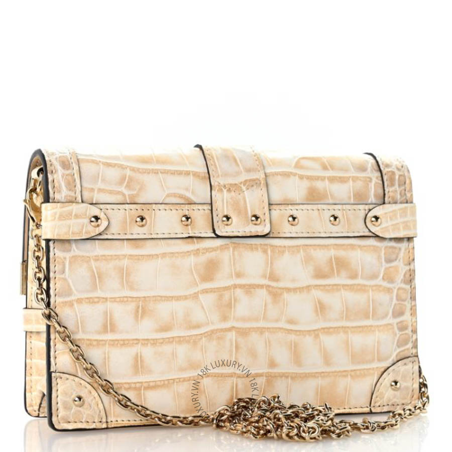 Túi Hộp LV Alligator Trunk Chain Wallet Pearl QWE1347